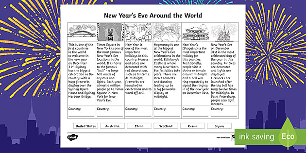 Printable New Year's Worksheet