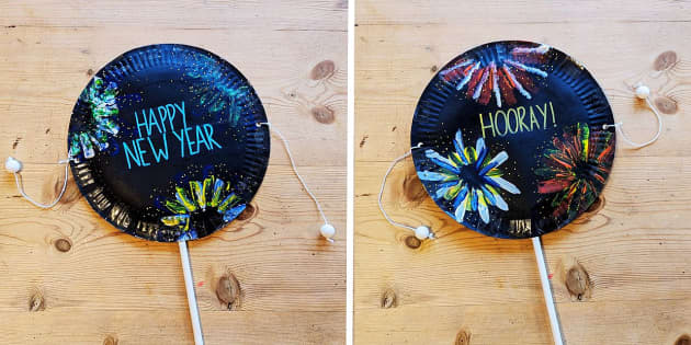 Super Easy Paper Plate Fireworks Craft for New Year