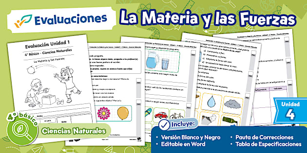 Evaluación: La Materia y las Fuerzas - Unidad 1 - Ciencias Naturales ...
