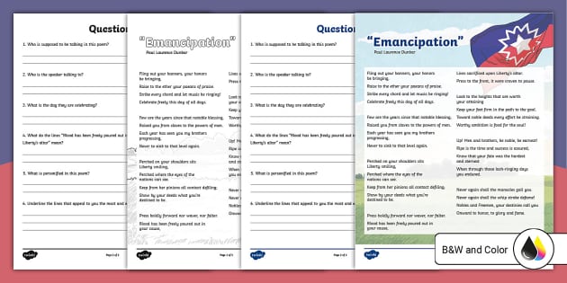 Juneteenth Poem Analysis Activity for 6th-8th Grade - Twinkl