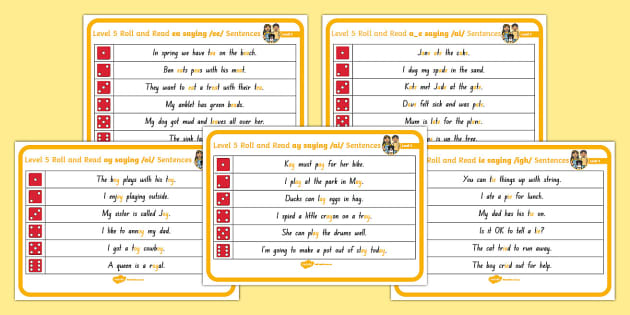 Twinkl Phonics Level 5 Roll And Read Sentences Weeks 1-10