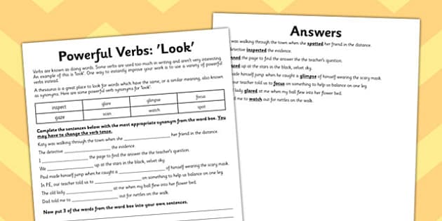 powerful-verb-worksheet-look-teacher-made