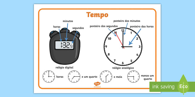 Tempo Vocabulário ilustrado - Português (Brasil) - Twinkl
