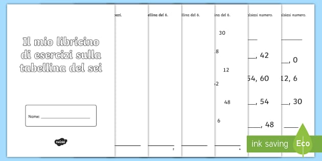 Esercizi Sulla Tabellina Del Sei Opuscolo Teacher Made