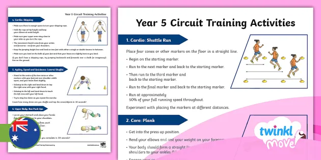 Move PE Year 5 Circuit Training Home Learning Tasks - Twinkl