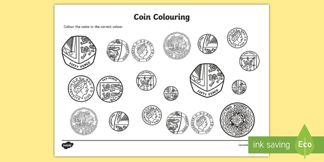 Download FREE! - Coins Colouring Worksheet / Worksheet- money, coins, numeracy, colour