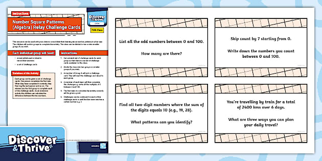 Number Patterns Relay Activity 5th Class (teacher Made)