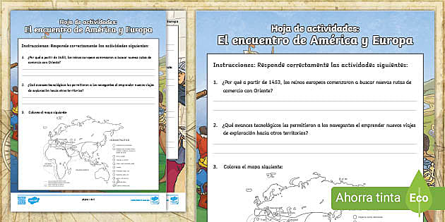 Hoja De Actividades El Encuentro De América Y Europa 1829