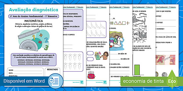 Atividade de matemática para o 4º Bimestre do 2º ano do ensino