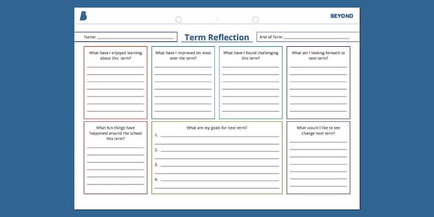 End of Term Reflection Activity (Lehrer gemacht) - Twinkl