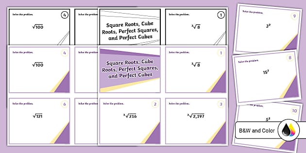 Eighth Grade Square Roots Cube Roots Perfect Squares And Perfect Cubes Task 2564