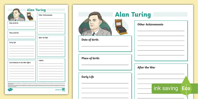 Alan Turing Fact File Template (teacher made) - Twinkl