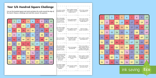 Maths Activity Class 6, Hundreds Chart