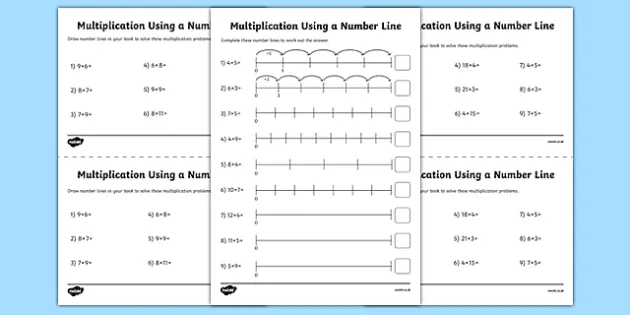 number line multiplication worksheet primary resources