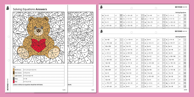 Solving Equations Colour By Number teacher Made 
