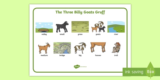 The Three Billy Goats Gruff Word Mat Teacher Made