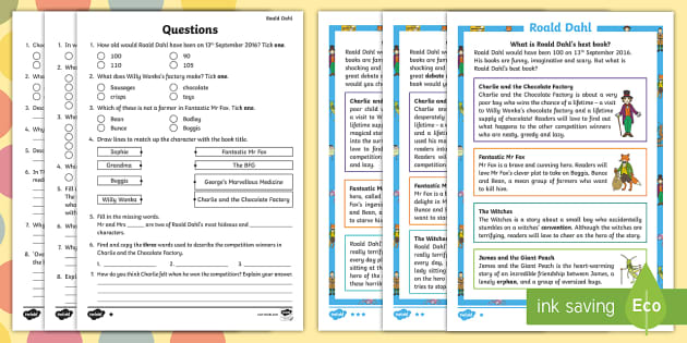 Ks1 Roald Dahl Differentiated Reading Comprehension Activity