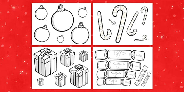 christmas size ordering objects colouring worksheets