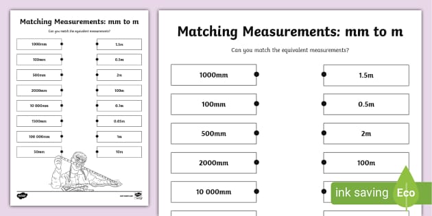  Matching Measurements Mm To M Activity Sheet Twinkl