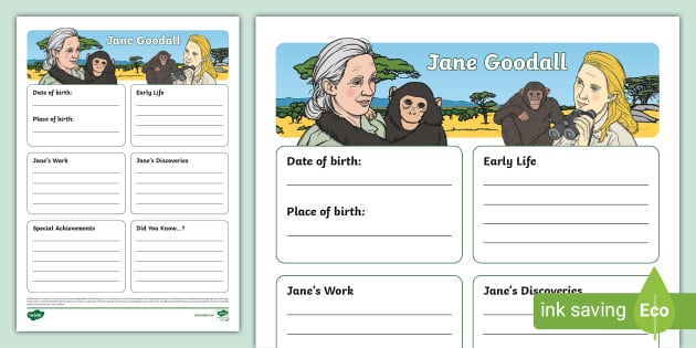 KS1 Jane Goodall Fact File Template (Teacher-Made) - Twinkl