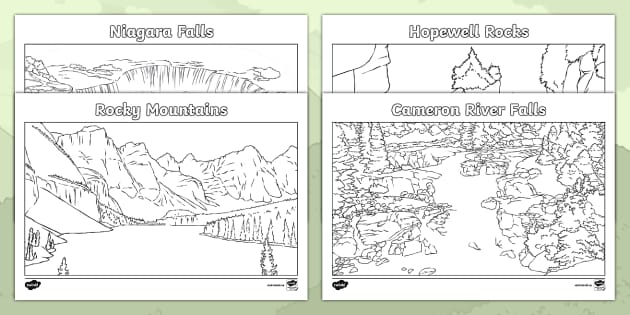 Canadian Landforms Colouring Pages | Twinkl - Twinkl