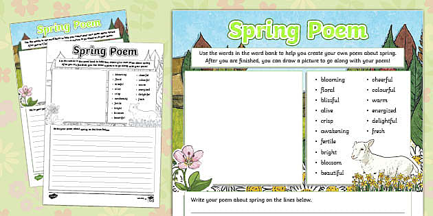 Spring Poetry Writing Template (teacher made) - Twinkl