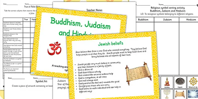Buddhism Judaism and Hinduism Beliefs and Religious Symbols