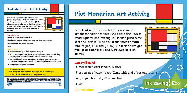 Mondrian Art Project for Kids - The Crafty Classroom