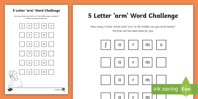 5 letter word beginning with arm