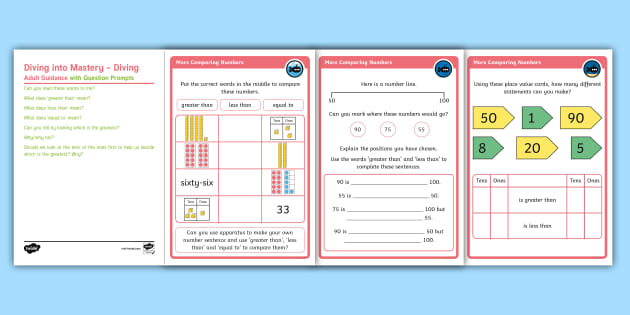 Year 1 Diving Into Mastery Comparing Numbers (2) Activity Cards