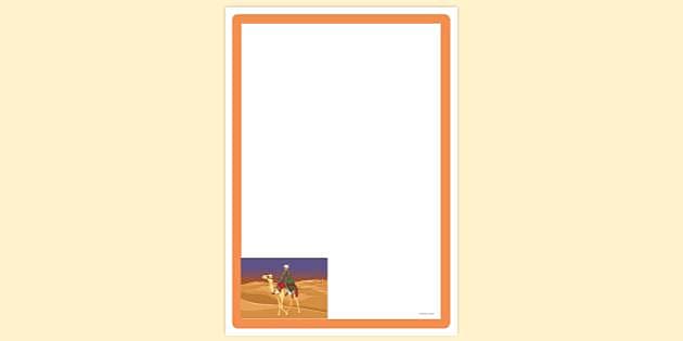 FREE! - Camel in Desert Page Border | Page Borders | Twinkl