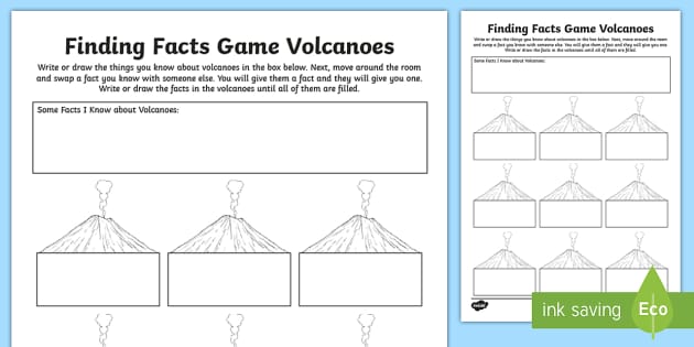 Volcano Finding Facts Worksheet / Worksheet