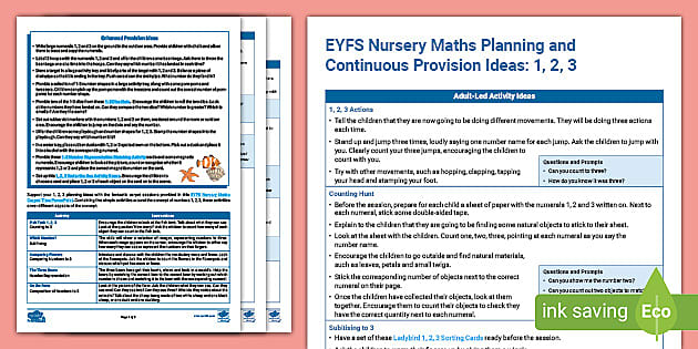 Eyfs Nursery Maths Planning And Continuous Provision Ideas 1 2 And 3