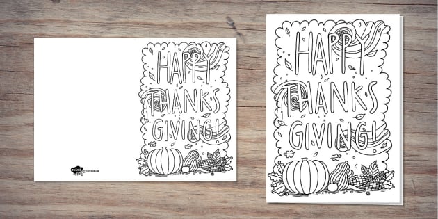 Happy Thanksgiving Message | Template Colouring Card |