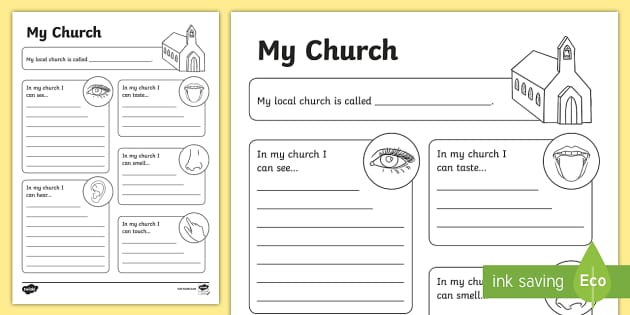 My church senses Worksheet / Worksheet
