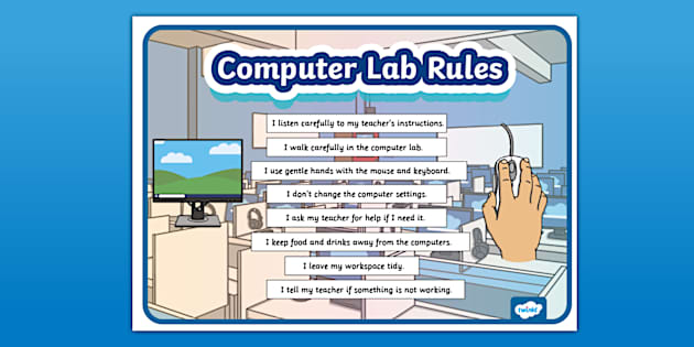 Computer Lab Rules Display Poster | Twinkl (teacher made)