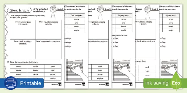 Grade Phonics Silent B W And H Differentiated Worksheets