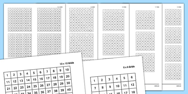 Number Squares 6x6 to 10x10 (Teacher-Made) - Twinkl
