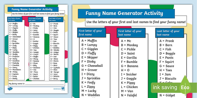 Funny Name Generator Activity | Language Skills | Twinkl