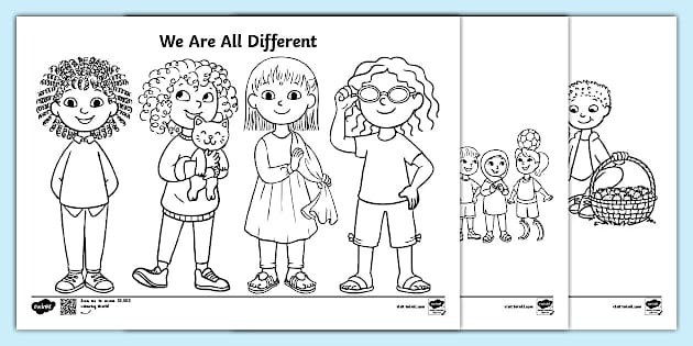 We Are All Different - Diversity Colouring Pages - Twinkl