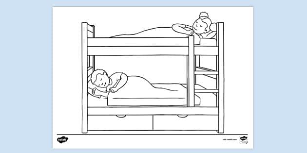 Children In Bunk Beds Colouring, How Do You Put Sheets On A Bunk Bed