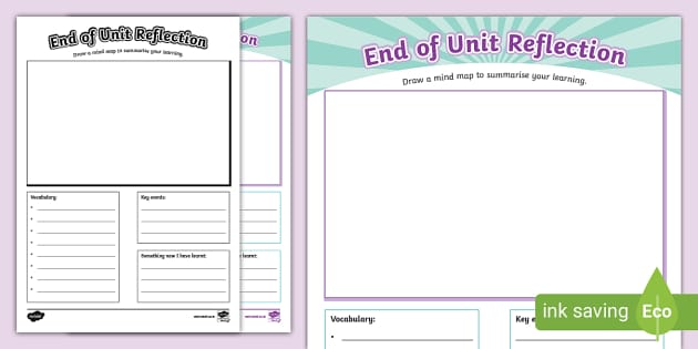 End of Unit Reflection Template (teacher made) - Twinkl