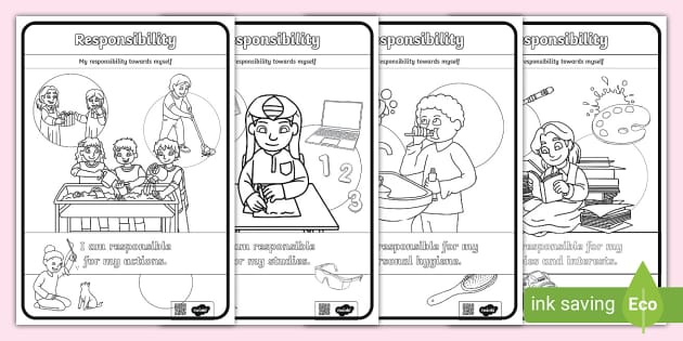 Values Colouring Pages - Responsibility - Twinkl