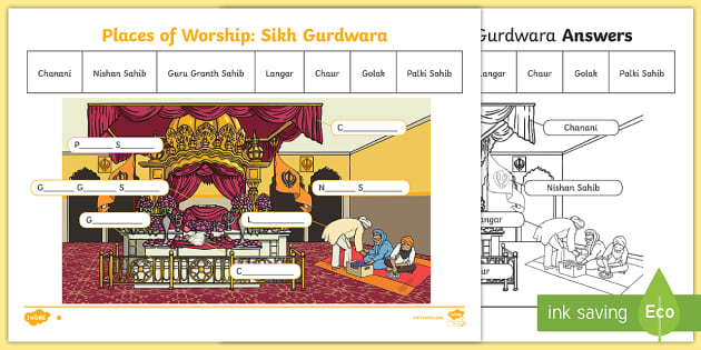 Places of Worship: Sikh Gurdwara Temple Worksheet