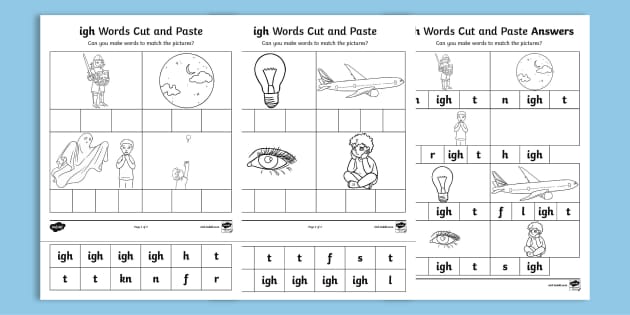 Cut and Stick ‘igh’ Sound Worksheet | CfE Resources | Twinkl