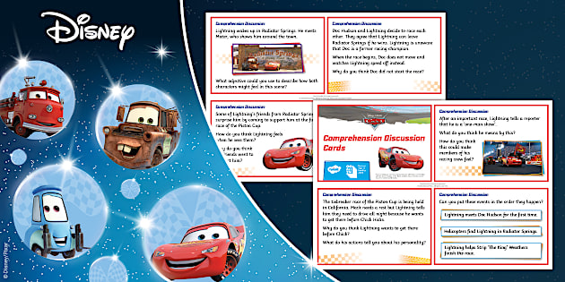 Disney Love of Reading: Cars Comprehension Discussion Cards [5-7]