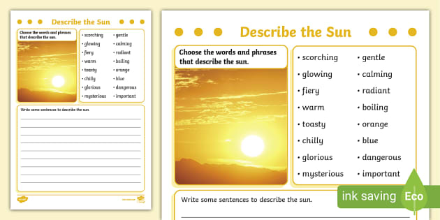 sun description for creative writing
