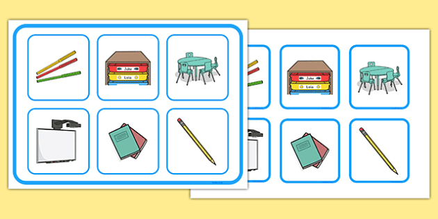 Classroom, Home and Everyday Items Matching Cards - Twinkl