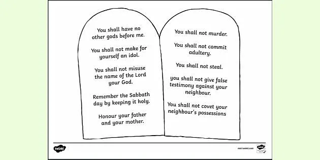 Free Bible Colouring Page Ten Commandments Twinkl
