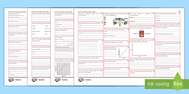 AQA (Separate) Physics Forces Higher Revision Mat | Beyond